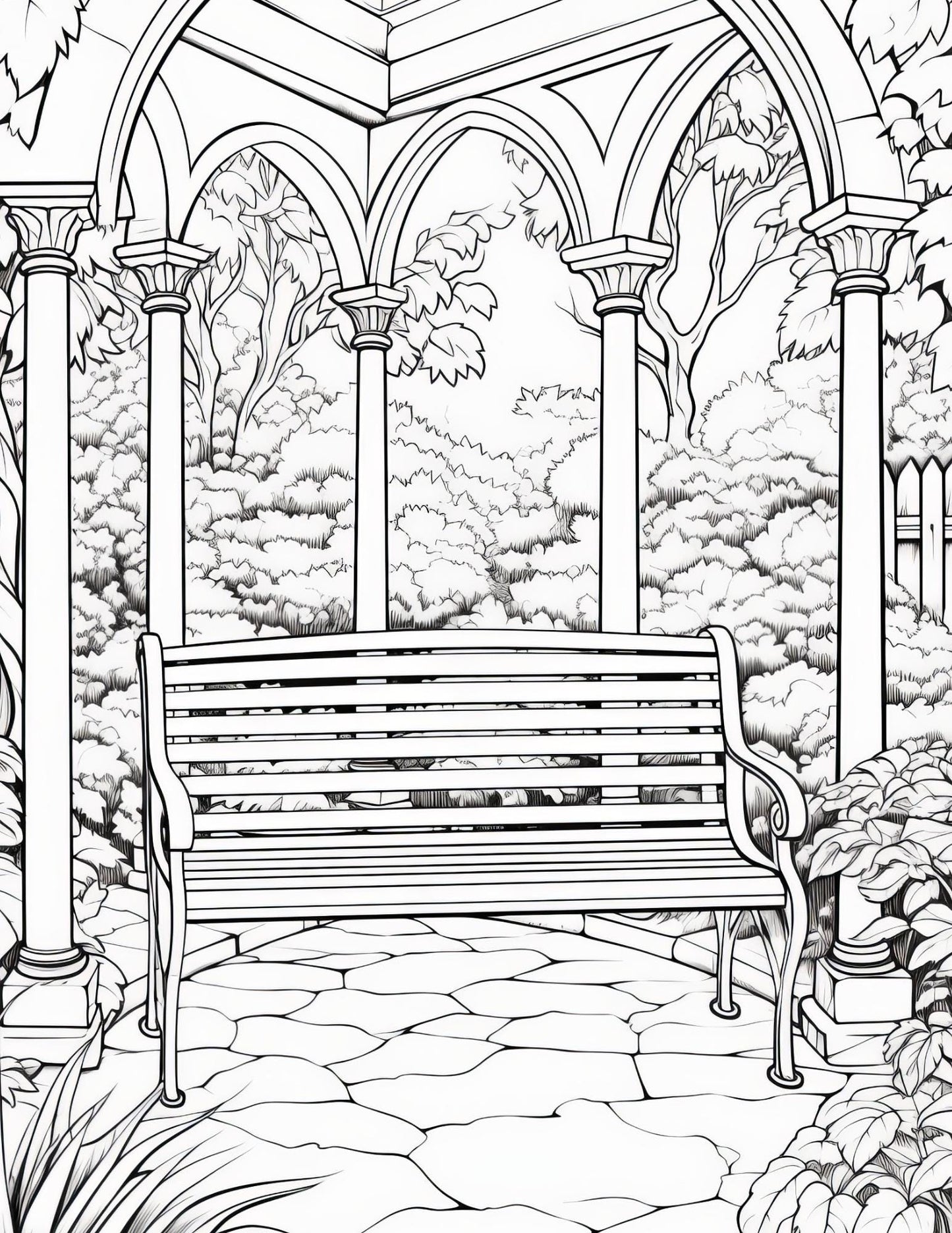 English Garden Coloring Book | 25-Page Canva Template for Relaxation and Mindfulness | Beautiful Floral and Garden-Themed Pages - Social Canvas