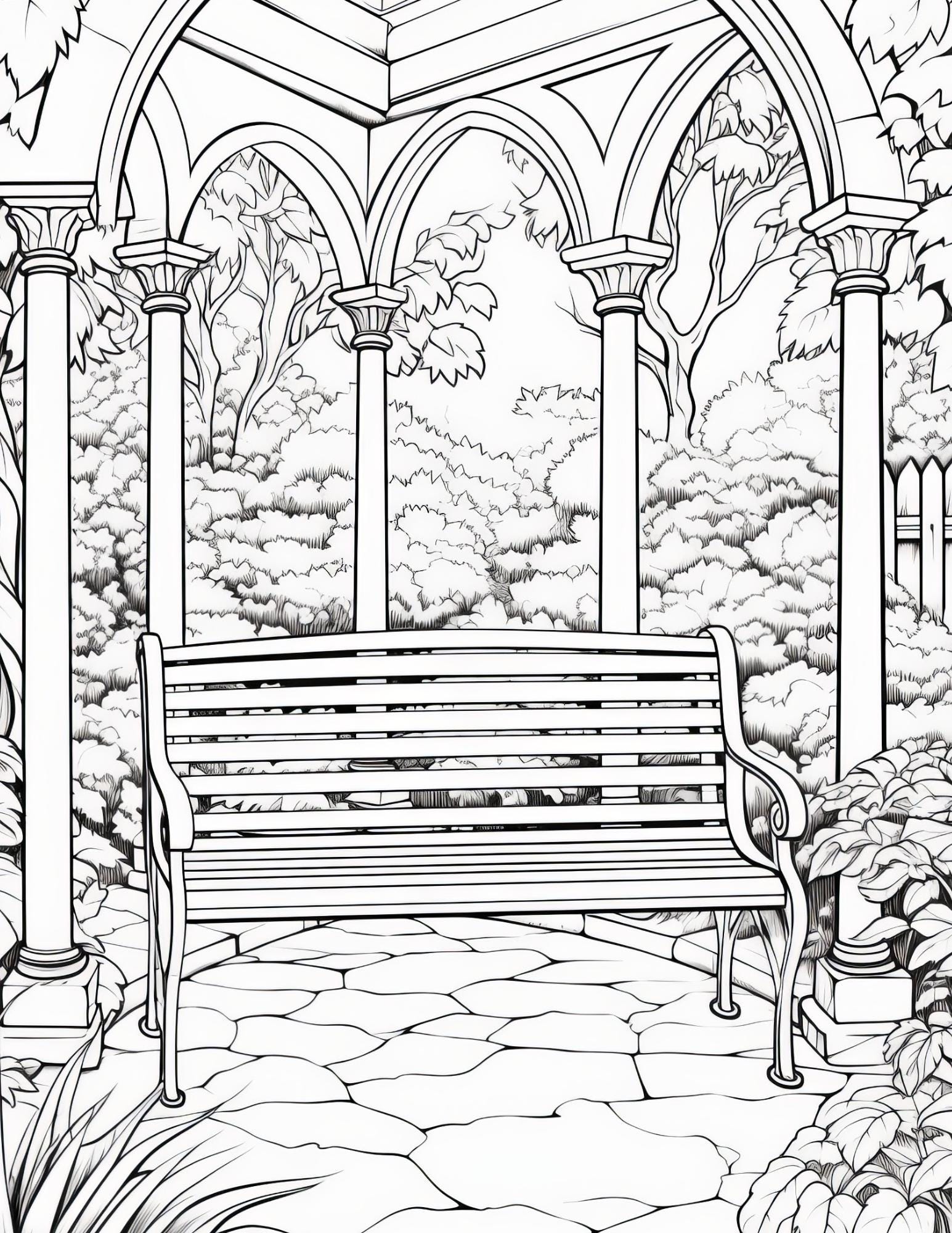 English Garden Coloring Book | 25-Page Canva Template for Relaxation and Mindfulness | Beautiful Floral and Garden-Themed Pages - Social Canvas