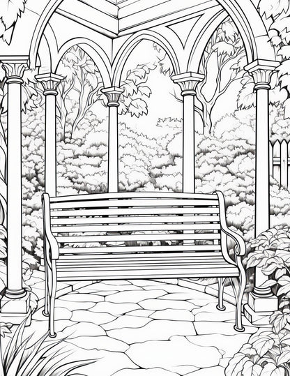 English Garden Coloring Book | 25-Page Canva Template for Relaxation and Mindfulness | Beautiful Floral and Garden-Themed Pages - Social Canvas