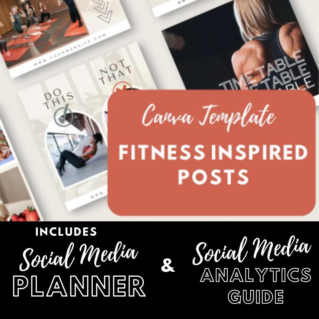 Fitness Social Media Canva Templates | Gym, Personal Trainer & Workout Marketing Kit | Social Media Planner, Analytics Guide - Social Canvas