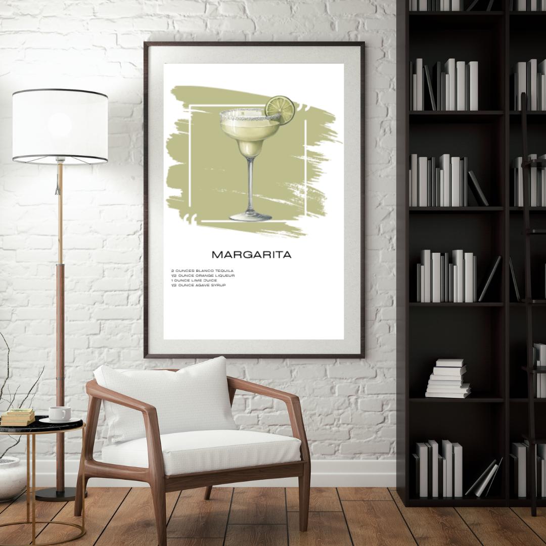 Margarita Recipe Art Print - Classic Cocktail Wall Decor for Home Bars - Social Canvas