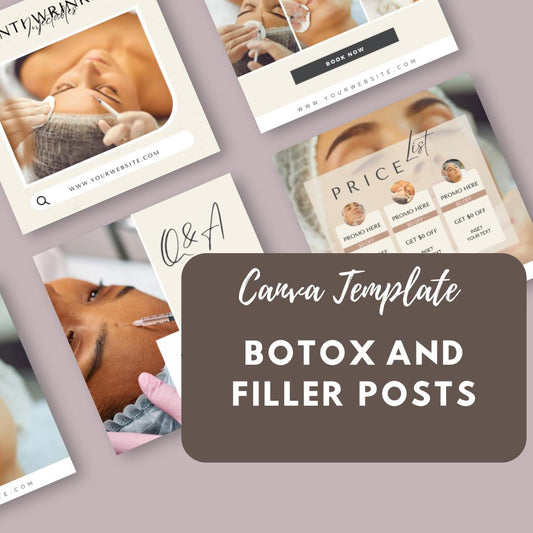 Botox & Filler Social Media Canva Templates | Med Spa and Aesthetic Injector Marketing Kit for Instagram and Pinterest - Social Canvas