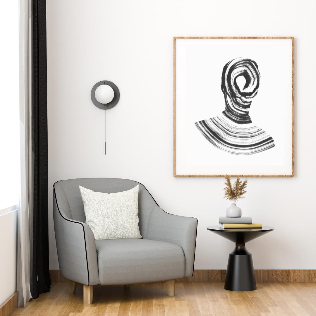 Abstract Black and White Line Art Portrait | Minimalist Modern Wall Art | Contemporary Figurative Art Print for Home Decor - Social Canvas