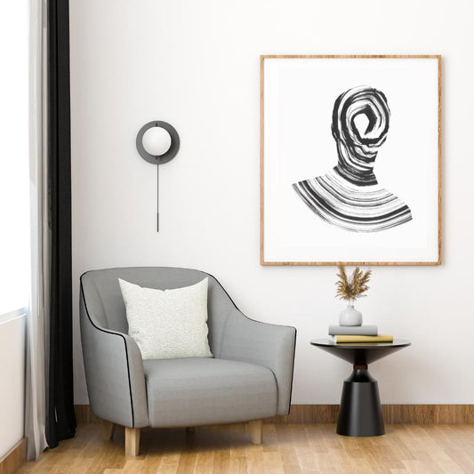 Abstract Black and White Line Art Portrait | Minimalist Modern Wall Art | Contemporary Figurative Art Print for Home Decor - Social Canvas