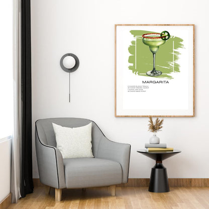 Margarita Cocktail Recipe Art Print - Vibrant Lime and Tequila Wall Decor - Social Canvas