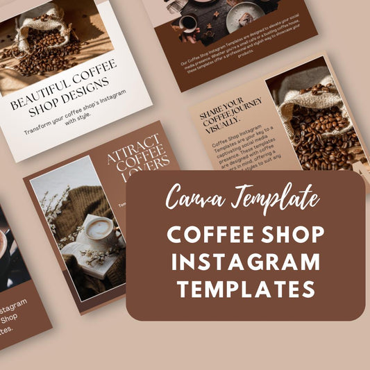 Coffee Shop Instagram Templates | Café Social Media Kit | Canva Templates for Instagram, Pinterest and Facebook | Digital Download - Social Canvas