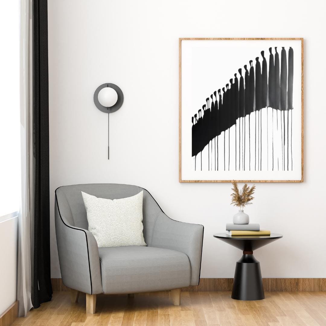 Abstract Drip Silhouette Art | Black and White Minimalist Ink Illustration | Modern Figurative Wall Decor for Stylish Interiors - Social Canvas