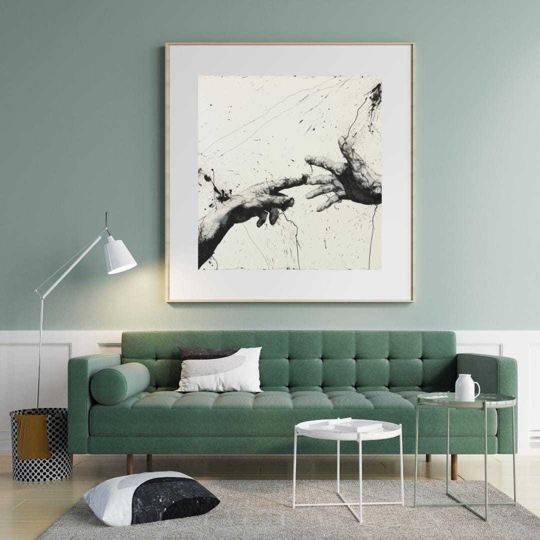 Dynamic Abstract Hand Art Print | Black and White Splatter Painting | Modern Expressionist Wall Art for Home or Office - Social Canvas