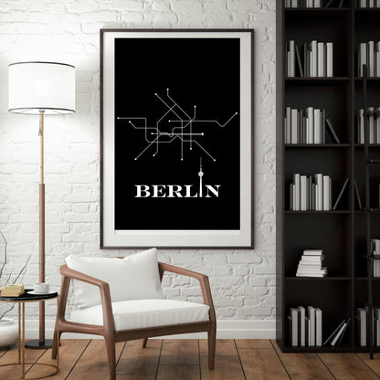 Modern 5 Subway Art Prints, New York, Paris, London, Berlin Minimalist Black and White City Map Poster, Contemporary Urban Wall Art - Social Canvas