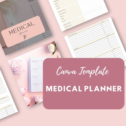 Medical Planner Canva Template | Printable Health Tracker | Doctor Appointment and Medication Log | Wellness and Symptom Journal - Social Canvas