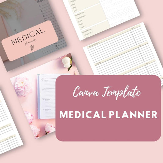 Medical Planner Canva Template | Printable Health Tracker | Doctor Appointment and Medication Log | Wellness and Symptom Journal - Social Canvas
