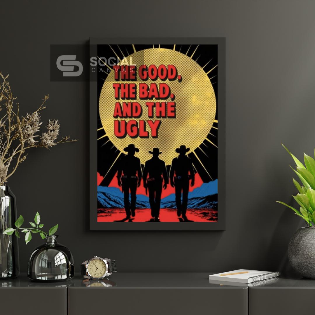 The Good, The Bad, and The Ugly Pop Art Poster - Classic Western Movie Wall Art Decor - Social Canvas