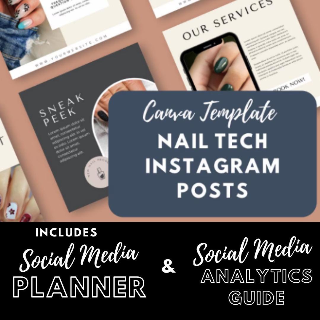 Nail Tech Social Media Canva Templates | Beauty Salon & Nail Artist Marketing | Social Media Planner, Analytics Guide - Social Canvas