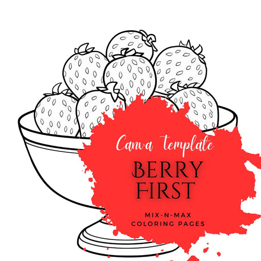 Berry First Coloring Book | 25-Page Canva Template for Kids & Adults | Fun Fruit-Themed Coloring Pages | Digital Download - Social Canvas