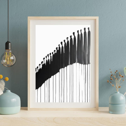 Abstract Drip Silhouette Art | Black and White Minimalist Ink Illustration | Modern Figurative Wall Decor for Stylish Interiors - Social Canvas