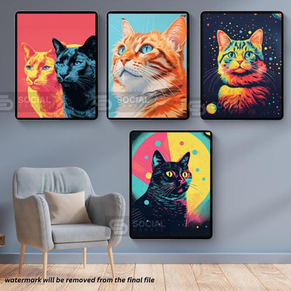 Blue Iced Donut Stack Art Print – Fun Pop Art Dessert Illustration – Colorful Retro Kitchen Decor | 200 Mega Bundle - Printable Wall Art - Social Canvas