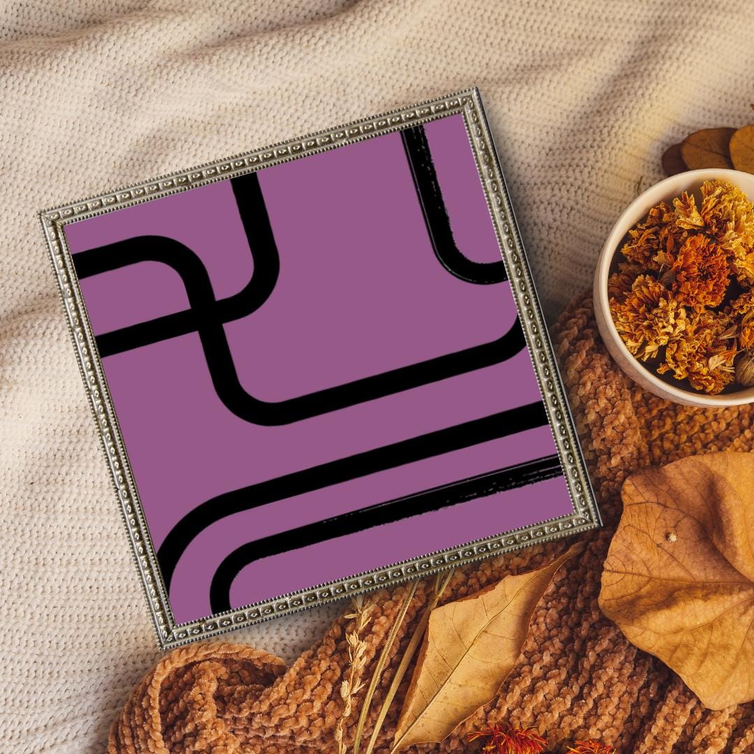 Geometric Abstract Wall Art | Modern Minimalist Purple and Black Design | Mid-Century Inspired Retro Print for Home or Office Decor - Social Canvas