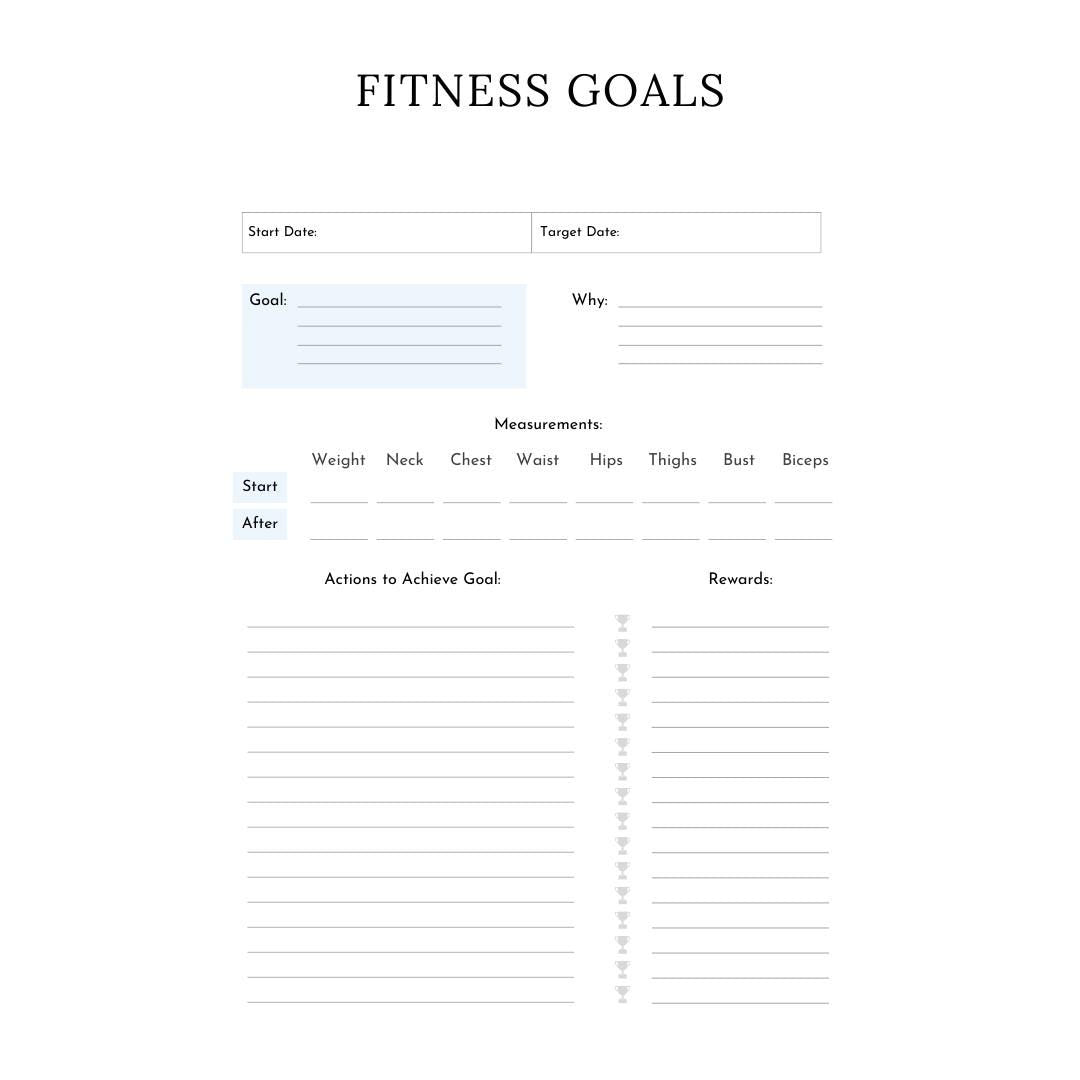 Fitness Planner Canva Template | Printable Workout Tracker | Gym and Exercise Log | Goal Setting and Progress Journal | Digital Download - Social Canvas