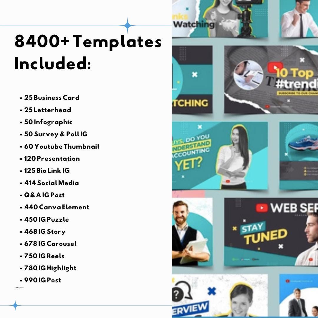 8400+ Social Media Canva Templates + 800 Faceless Reels | Social Media Planner & Analytics Guide | PLR Digital Marketing Bundle - Social Canvas