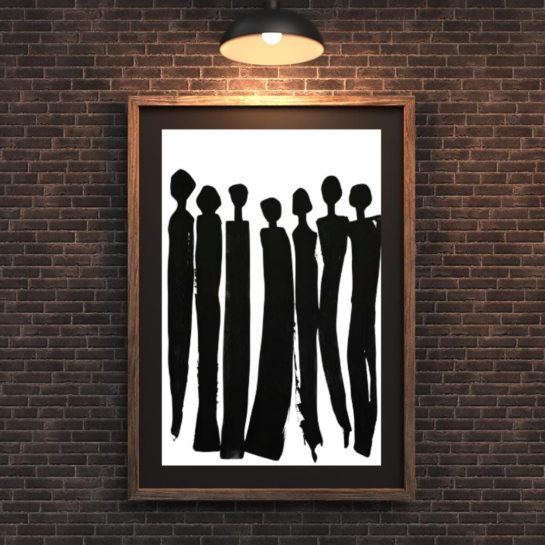 Minimalist Black Silhouette Art Print | Abstract Figurative Wall Art | Contemporary Modern Home Decor - Social Canvas