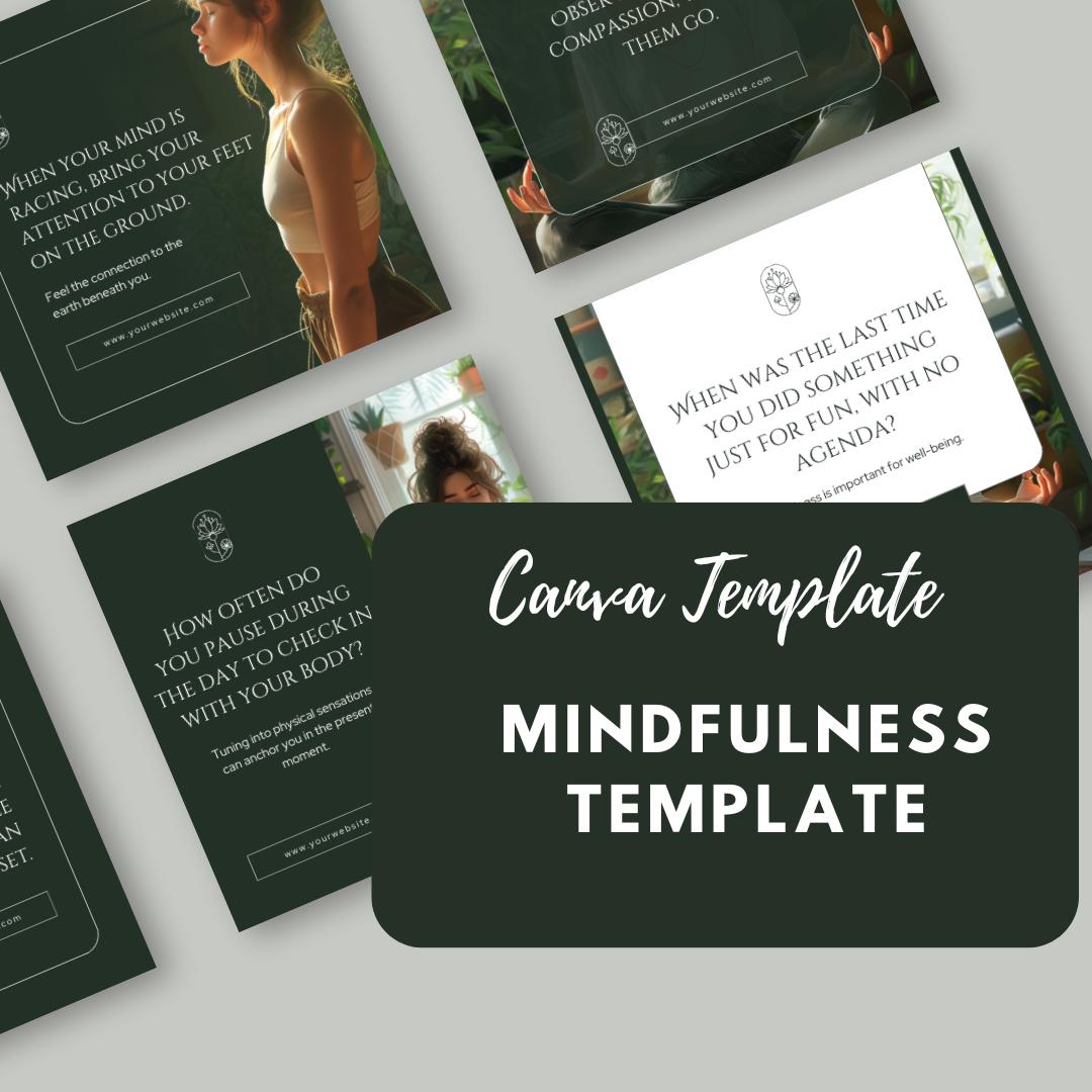 25 Mindfulness Social Media Templates | Editable Canva Templates | Wellness, Self-Care & Mental Health Instagram Posts | Instant Download - Social Canvas