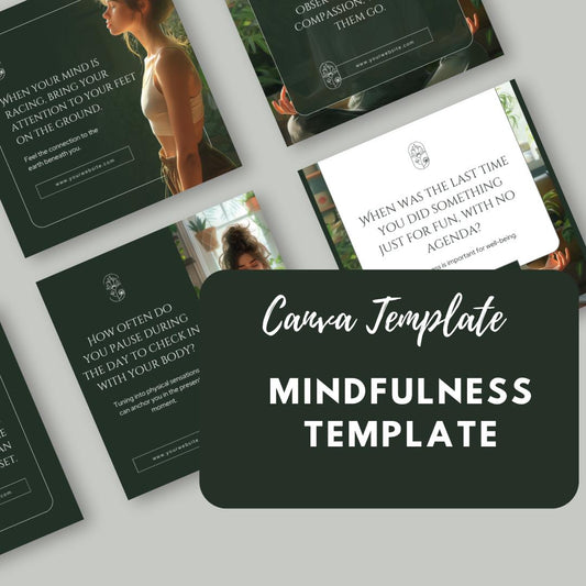 25 Mindfulness Social Media Templates | Editable Canva Templates | Wellness, Self-Care & Mental Health Instagram Posts | Instant Download - Social Canvas
