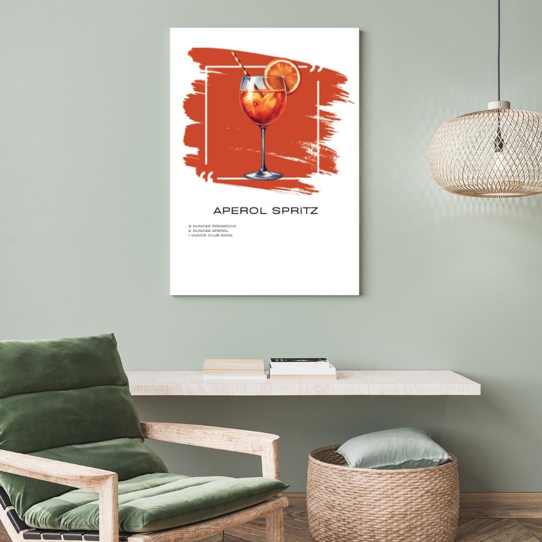 Aperol Spritz Recipe Art Print - Vibrant Cocktail Decor for Home Bars - Social Canvas