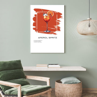 Aperol Spritz Recipe Art Print - Vibrant Cocktail Decor for Home Bars - Social Canvas