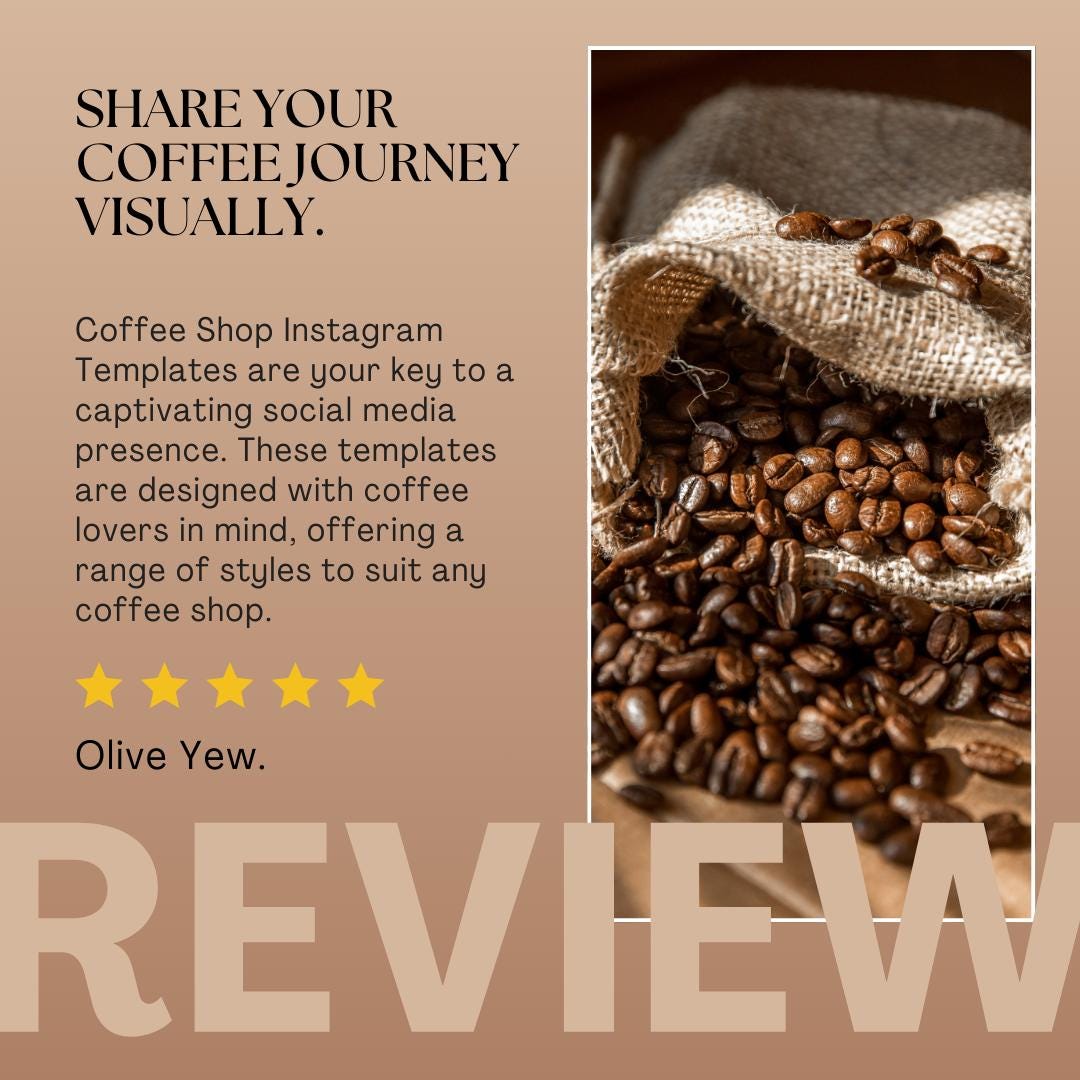 Coffee Shop Instagram Templates | Social Media Planner and Analytics Guide | Café Social Media Kit | Instagram, Pinterest and Facebook - Social Canvas