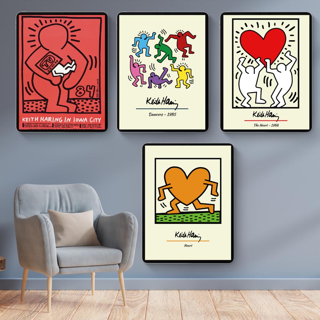 Keith Haring’s Iconic Inspired Print Collection (100 Unique Designs) - Retro Modern Wall Art - Social Canvas