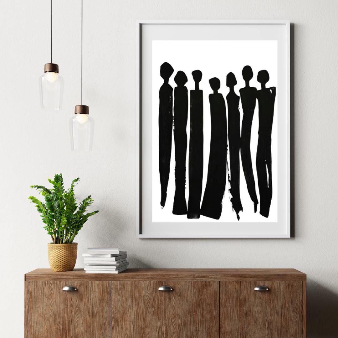 Minimalist Black Silhouette Art Print | Abstract Figurative Wall Art | Contemporary Modern Home Decor - Social Canvas