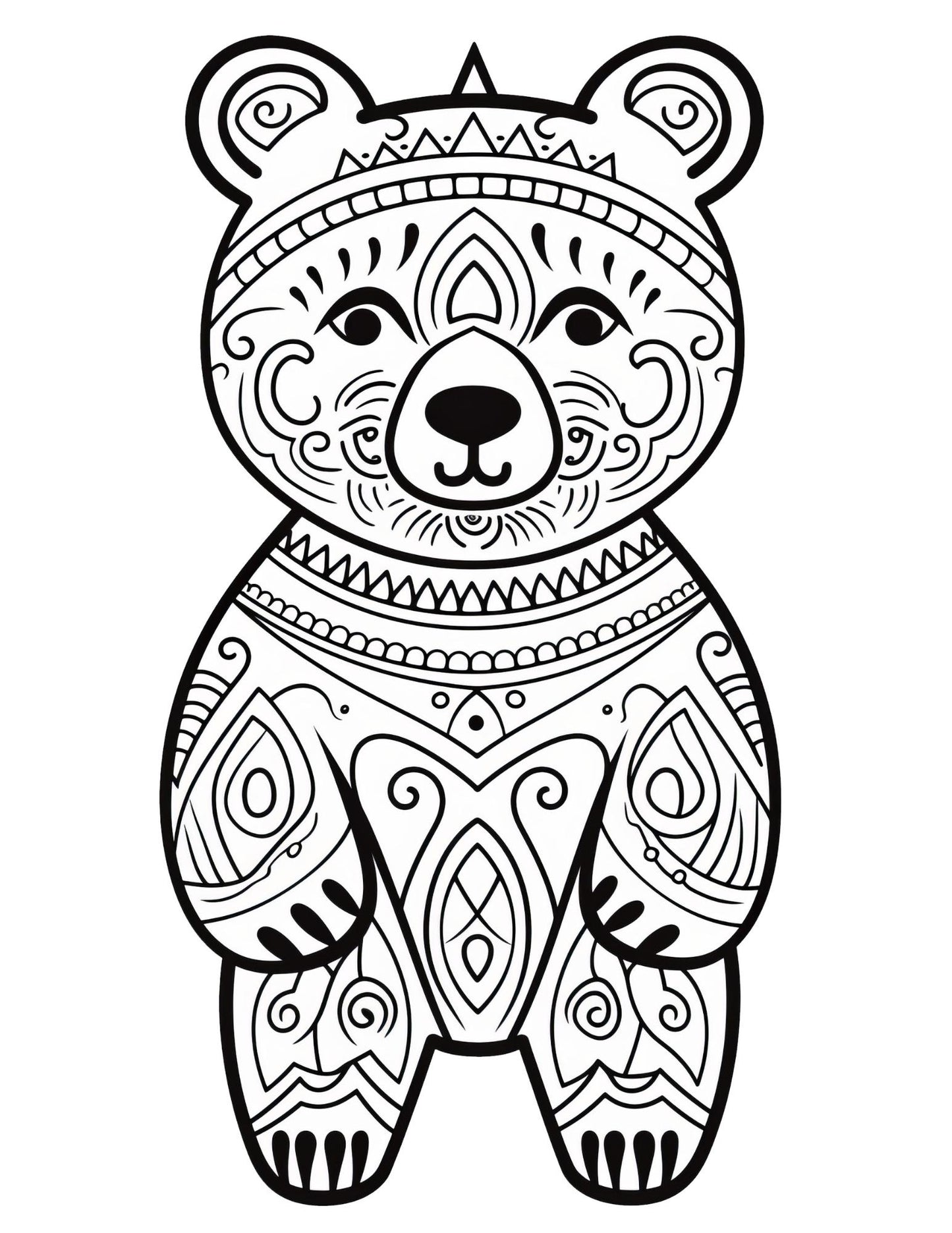 Folk Art Coloring Book | 25-Page Canva Template with Traditional Folk-Inspired Designs | Creative Coloring Pages for All Ages - Social Canvas