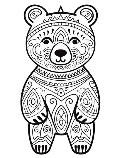 Folk Art Coloring Book | 25-Page Canva Template with Traditional Folk-Inspired Designs | Creative Coloring Pages for All Ages - Social Canvas
