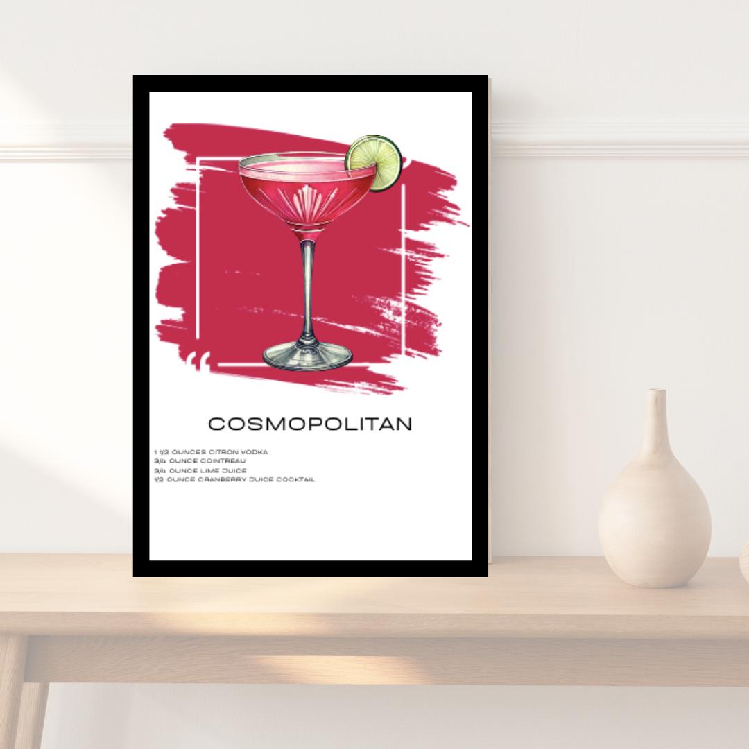 Cosmopolitan Recipe Art Print - Elegant Cocktail Wall Art for Home Bars - Social Canvas