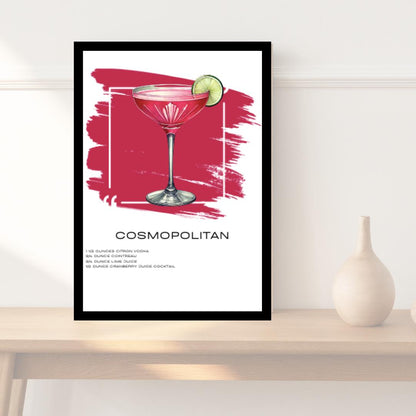 Cosmopolitan Recipe Art Print - Elegant Cocktail Wall Art for Home Bars - Social Canvas
