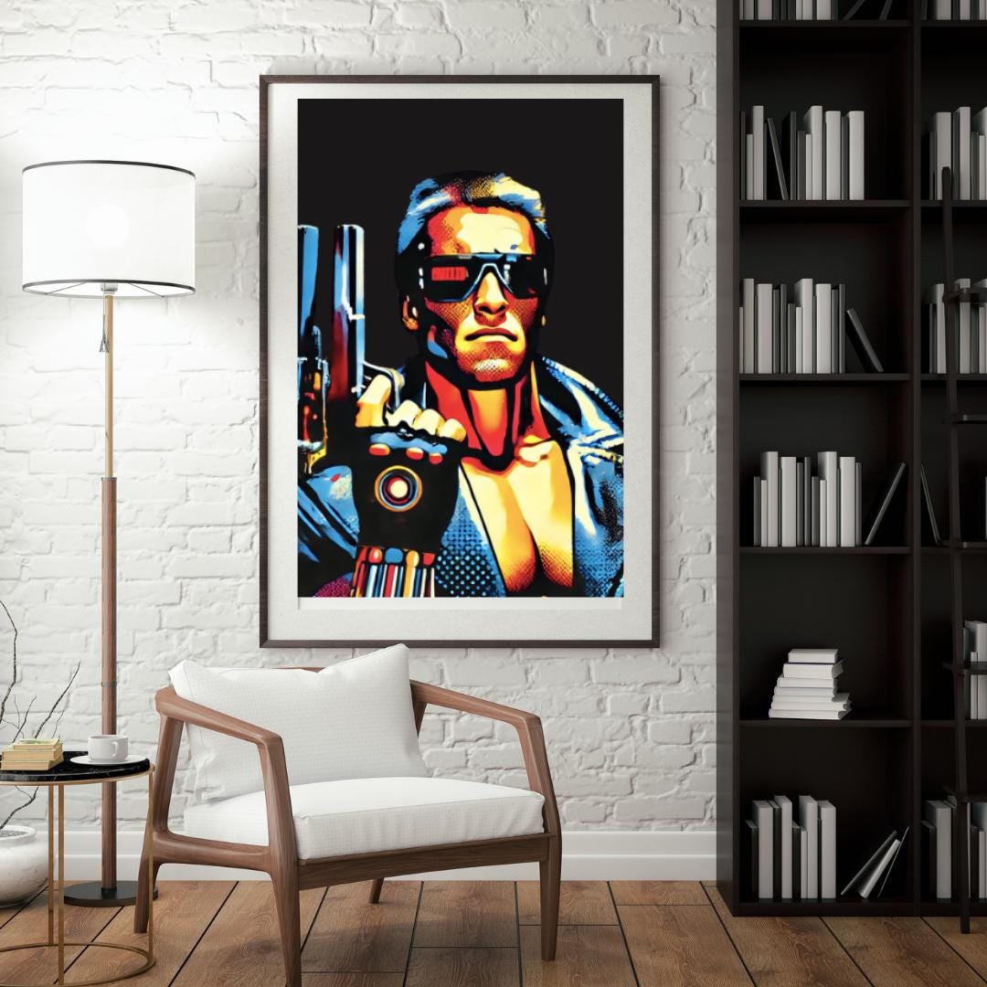 Terminator Style Pop Art Poster - Iconic Sci-Fi Movie Wall Decor - Social Canvas