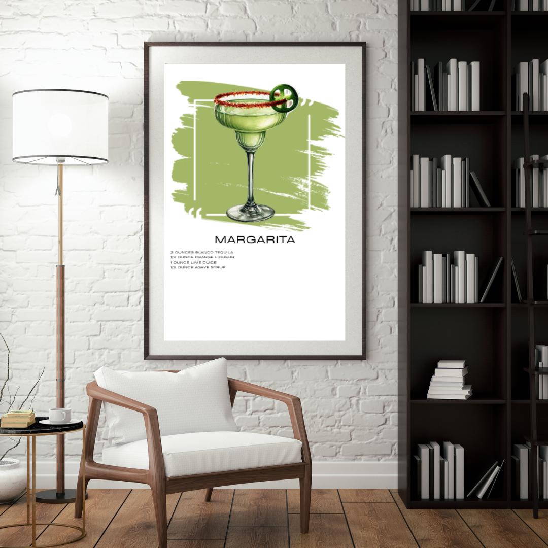 Margarita Cocktail Recipe Art Print - Vibrant Lime and Tequila Wall Decor - Social Canvas