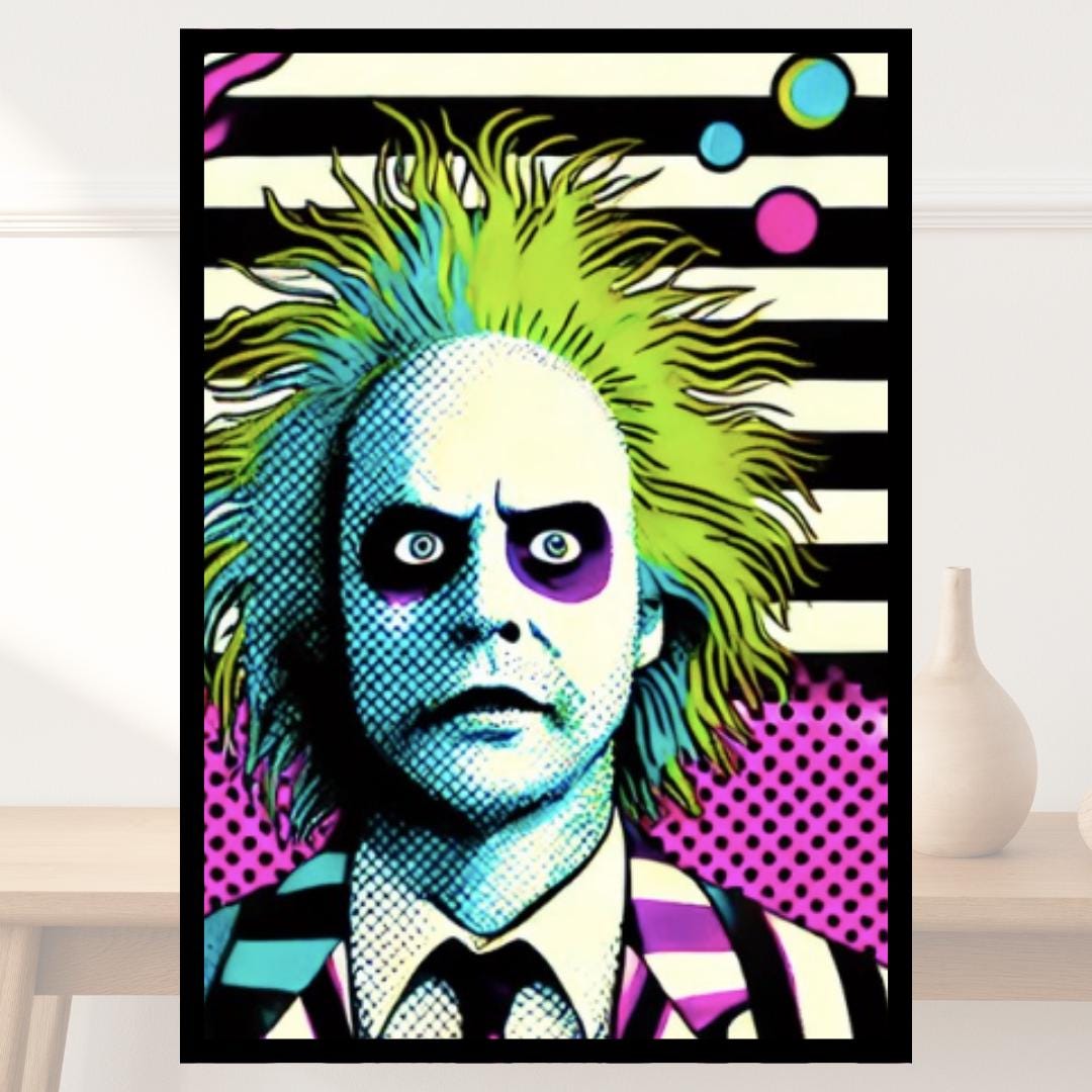 Beetlejuice Style Movie Pop Art Poster - Iconic Movie Character Wall Art Decor - Social Canvas