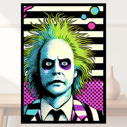Beetlejuice Style Movie Pop Art Poster - Iconic Movie Character Wall Art Decor - Social Canvas