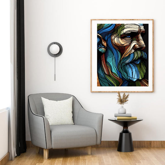 Abstract Stained Glass Portrait Art Print | Colorful Line Art Wall Decor | Vibrant Modern Home Decoration | Artistic Contemporary Artwork - Social Canvas