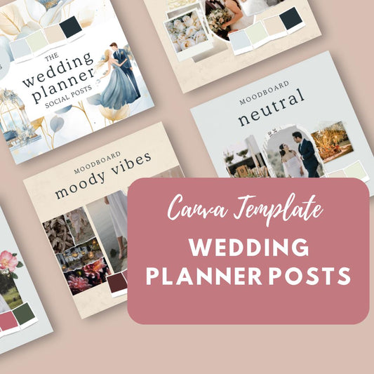 Wedding Planner Social Media Canva Templates | Bridal and Event Planning Marketing Kit for Instagram and Pinterest - Social Canvas