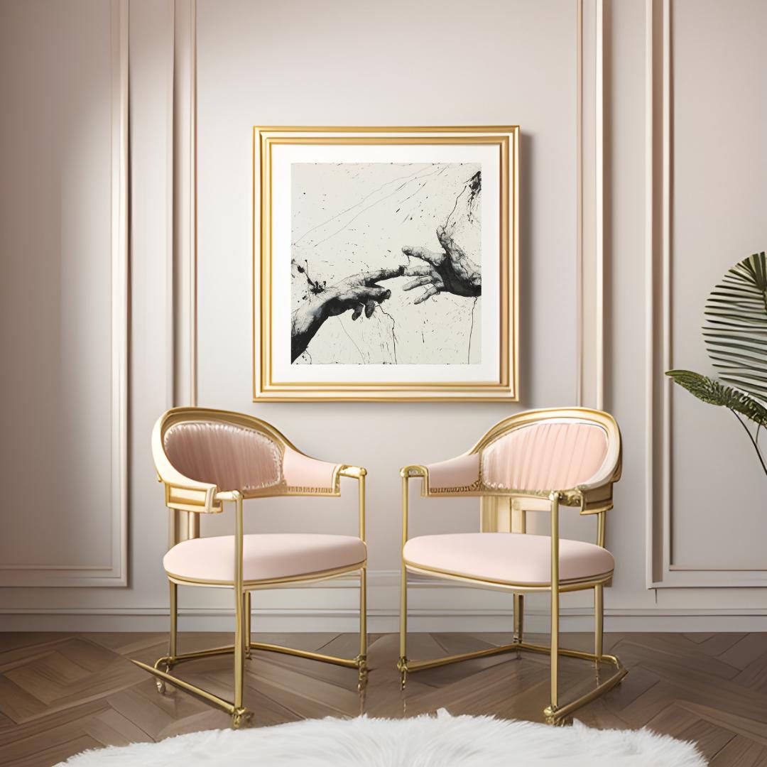 Dynamic Abstract Hand Art Print | Black and White Splatter Painting | Modern Expressionist Wall Art for Home or Office - Social Canvas