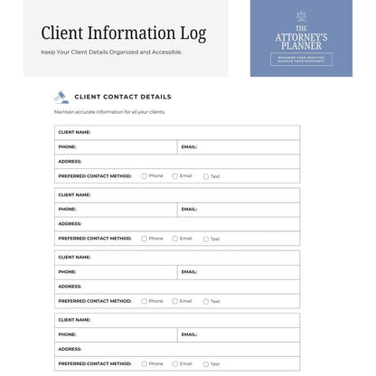 Attorney Planner | Case & Client Organizer | Law Firm Management and Billing Tracker - Social Canvas