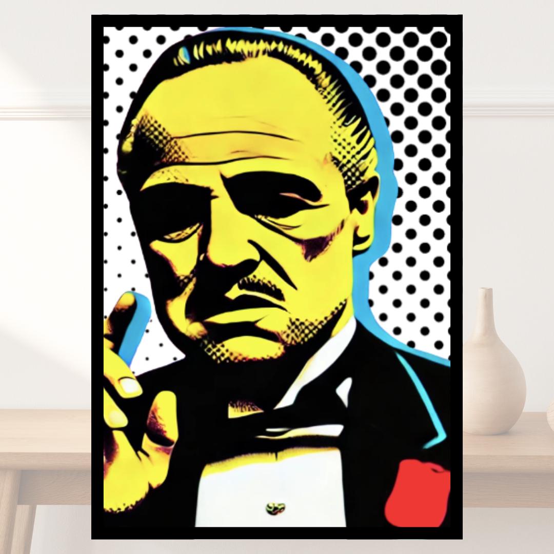 Pop Art Godfather Portrait Print - Iconic Mafia Movie Wall Decor - Social Canvas