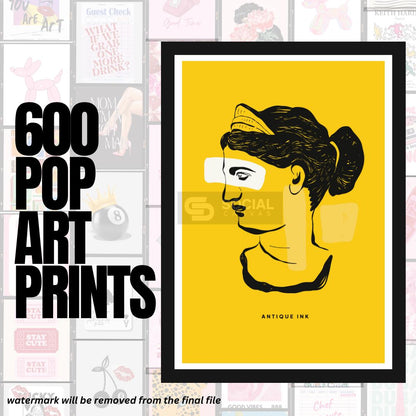 Antique Ink Profile - Modern Pop Art with Classic Charm - Iconic Pop Art Print | 600 Pop Art Prints Bundle - Social Canvas