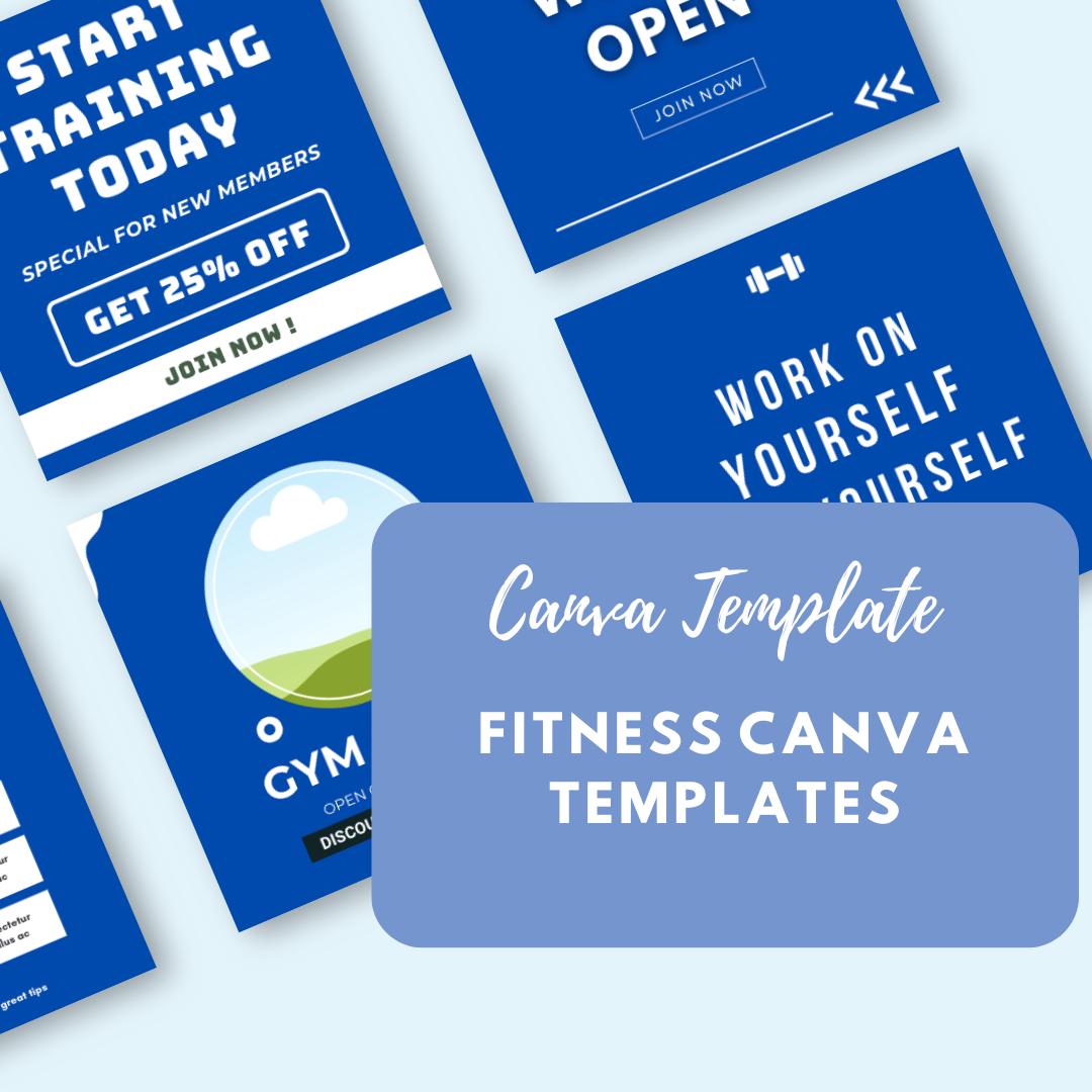 Fitness Canva Templates | Gym and Workout Social Media Kit | Personal Trainer and Wellness Branding | Digital Download - Social Canvas