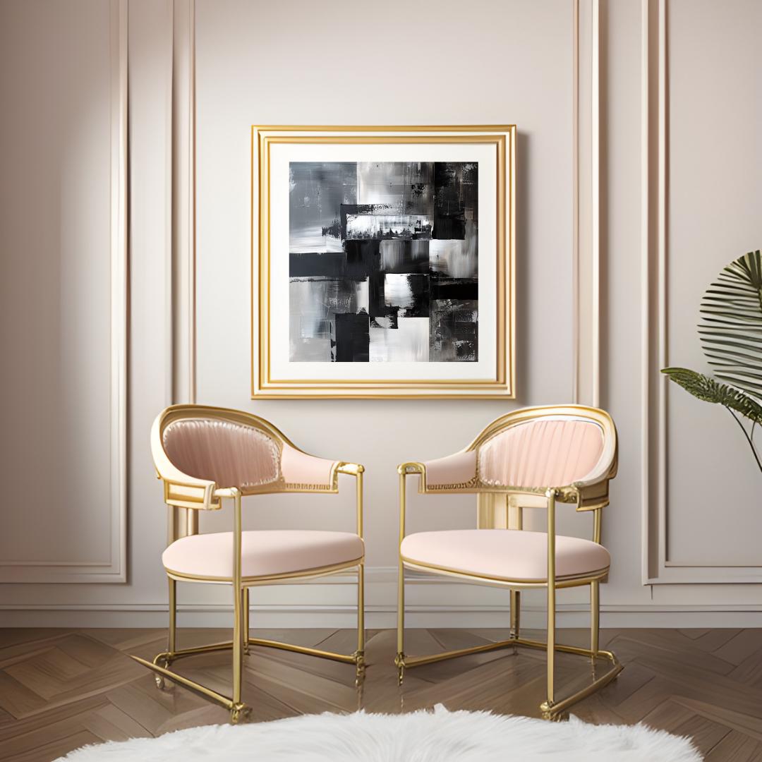 Monochrome Abstract Wall Art Print | Black and White Geometric Art | Modern Minimalist Home Decor | Contemporary Textured Painting - Social Canvas