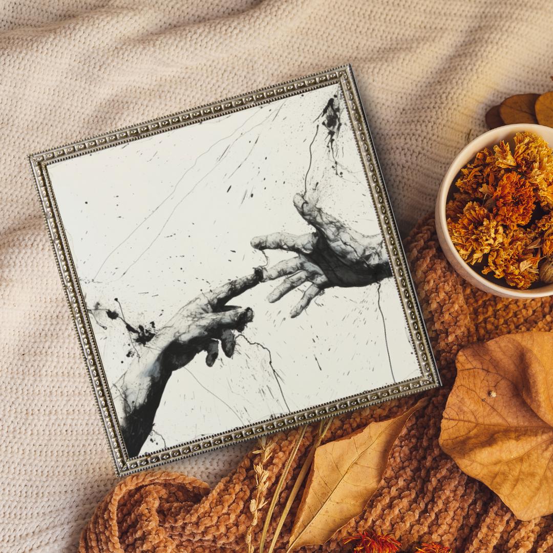 Dynamic Abstract Hand Art Print | Black and White Splatter Painting | Modern Expressionist Wall Art for Home or Office - Social Canvas