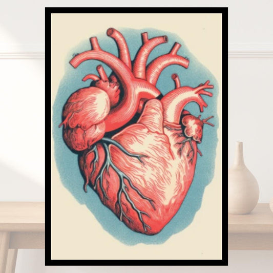 Anatomical Heart Art Print – Vintage Medical Illustration for Unique Wall Decor – Bold Anatomy Art for Home or Office - Social Canvas