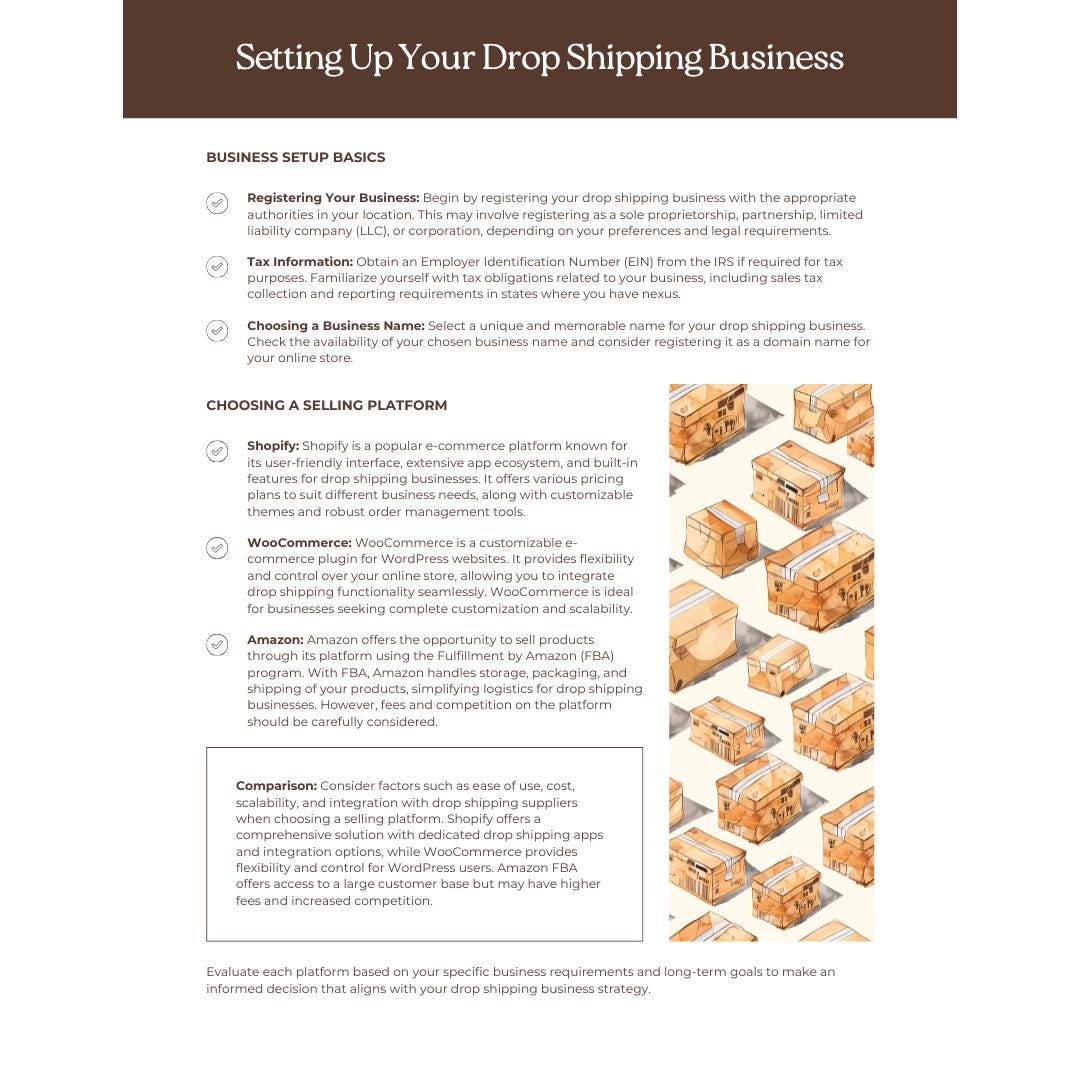 Drop Shipping Business Planner | E-Commerce Startup Guide | Supplier & Marketing Tracker - Social Canvas